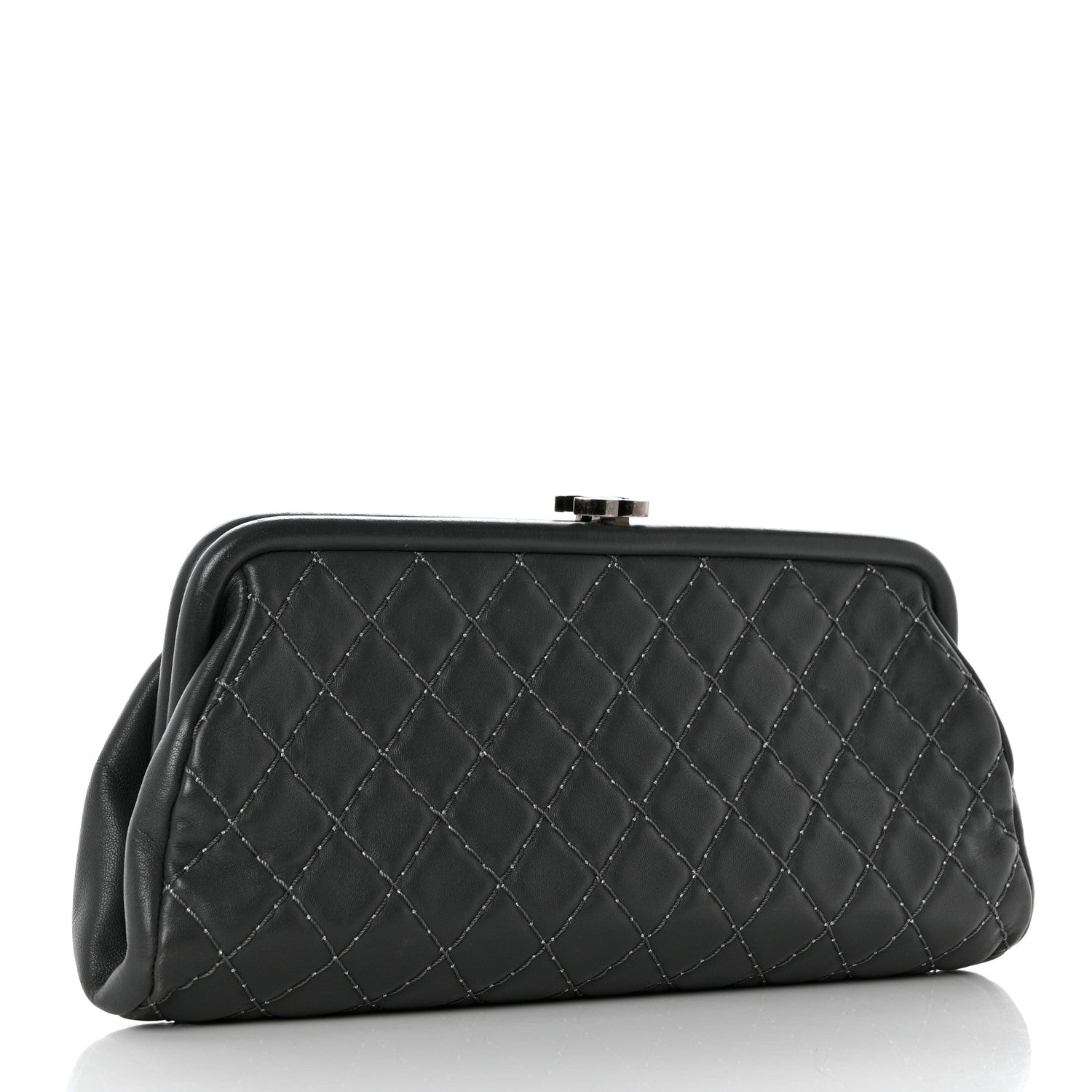 Chanel Lambskin Stitched Timeless Clutch Grey 3 of 9