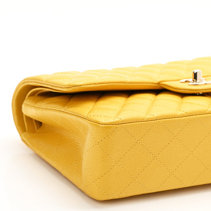 Chanel Caviar Quilted Medium Double Flap Yellow 8 of 11