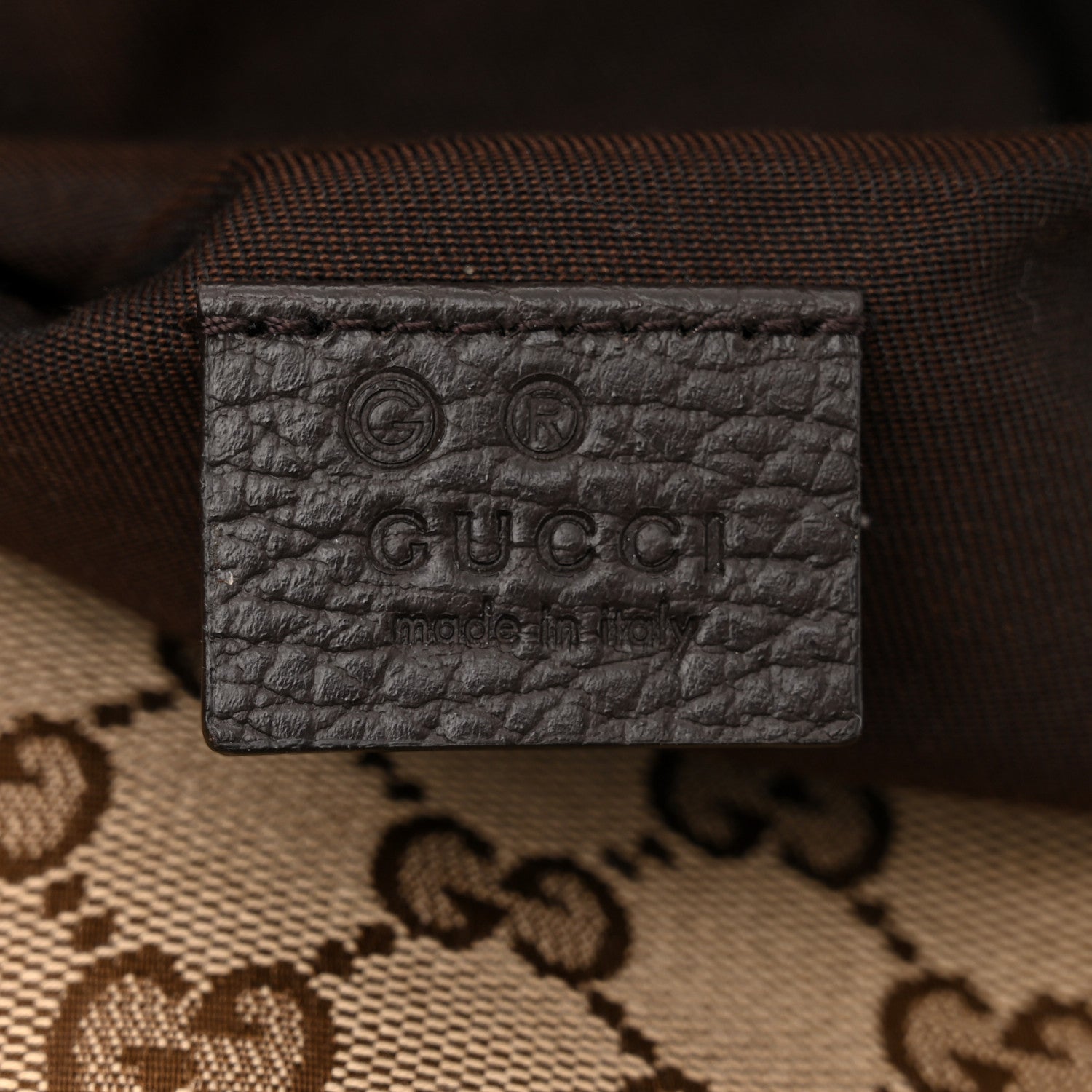 Gucci Monogram Dollar Calfskin Waist Pouch Beige Ebony Testa di Moro Marrone Scuro 5 of 9