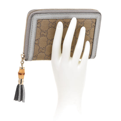 Gucci Monogram Bamboo Zip Around Compact Wallet Silver 2 of 12