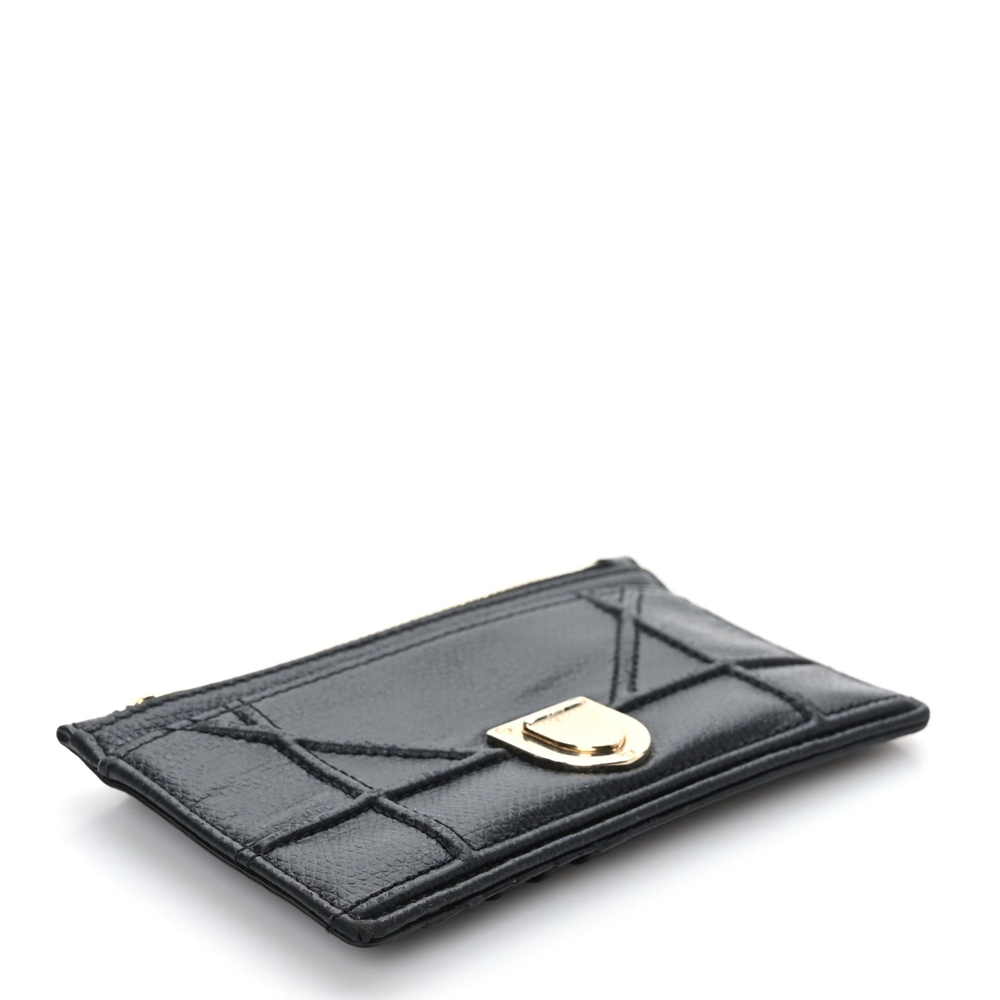 Grained Calfskin Cannage Diorama Wallet Black