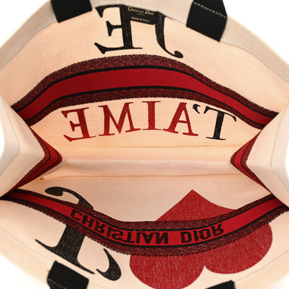 Christian Dior Canvas DiorAmour Chinese Valentines Je T’aime Large Book Tote White Red 5 of 17