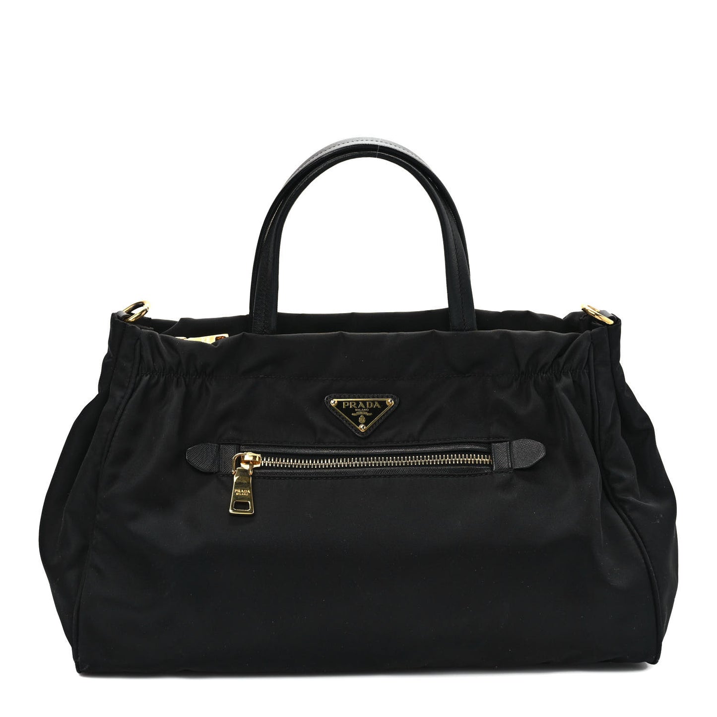 Tessuto Nylon Saffiano Shopping Tote Black