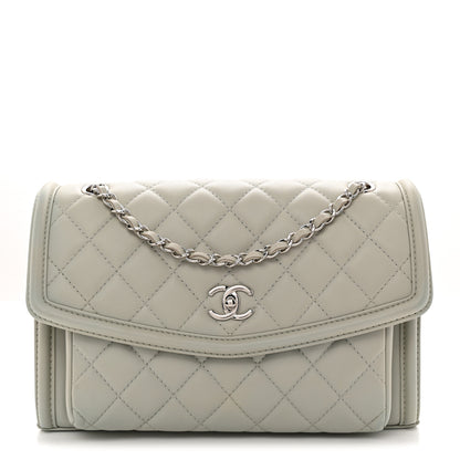 Chanel Lambskin Quilted Large Geometric Flap Light Grey Light Grey 1 of 12