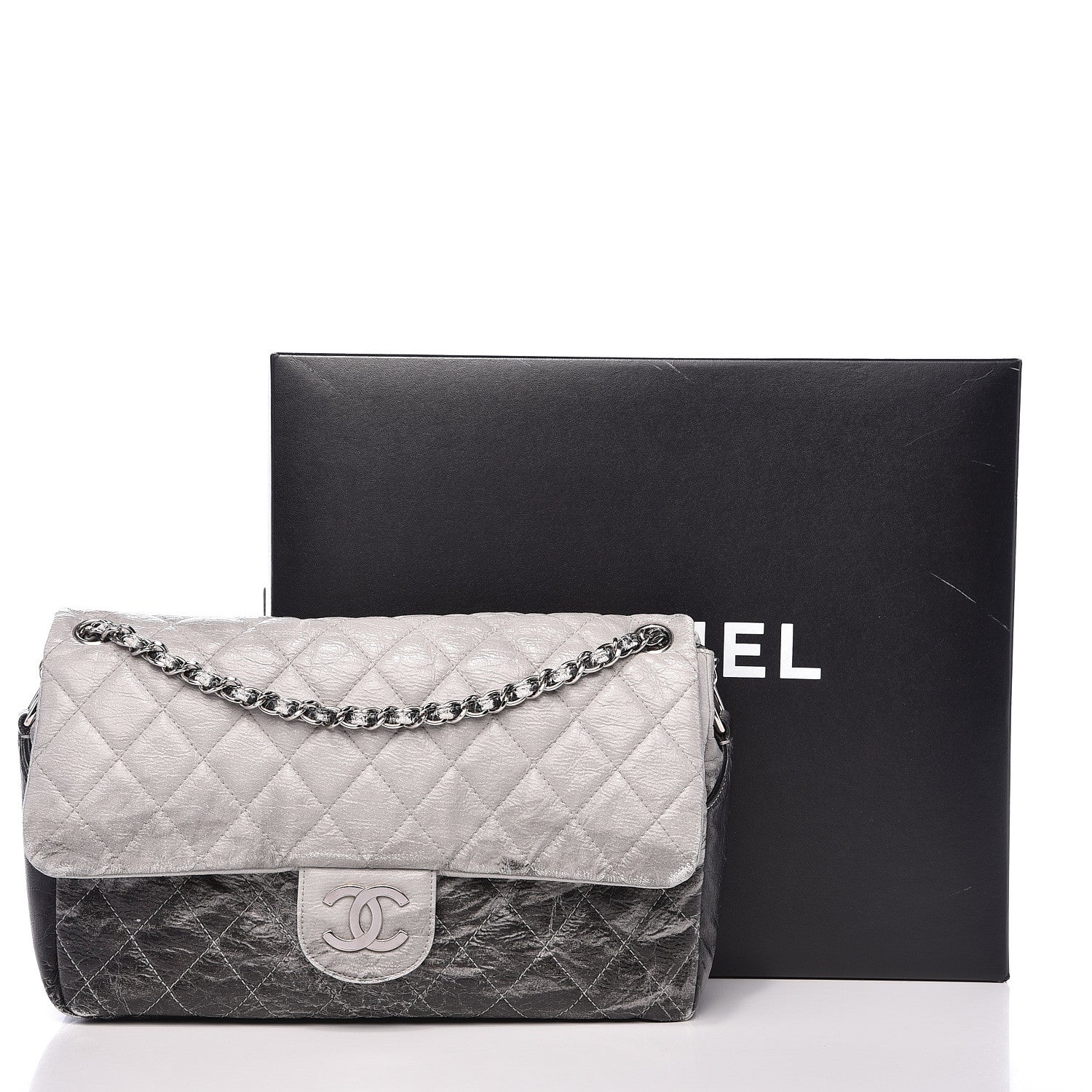 Chanel Vinyl Quilted Jumbo Melrose Degrade Flap Black 19 of 19