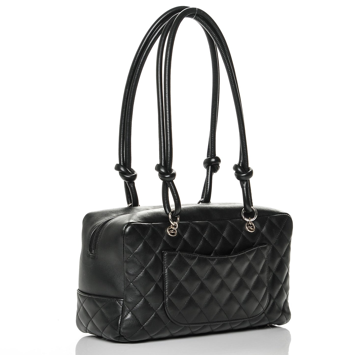 Calfskin Quilted Large Cambon Bowler Black White