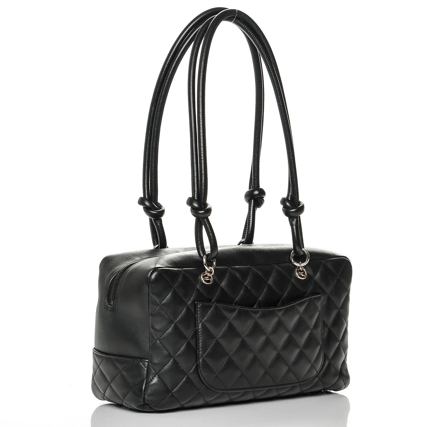 Chanel Calfskin Quilted Large Cambon Bowler Black White 3 of 7