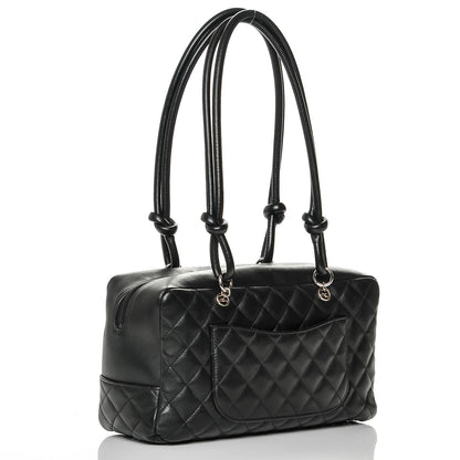 Chanel Calfskin Quilted Large Cambon Bowler Black White 3 of 7