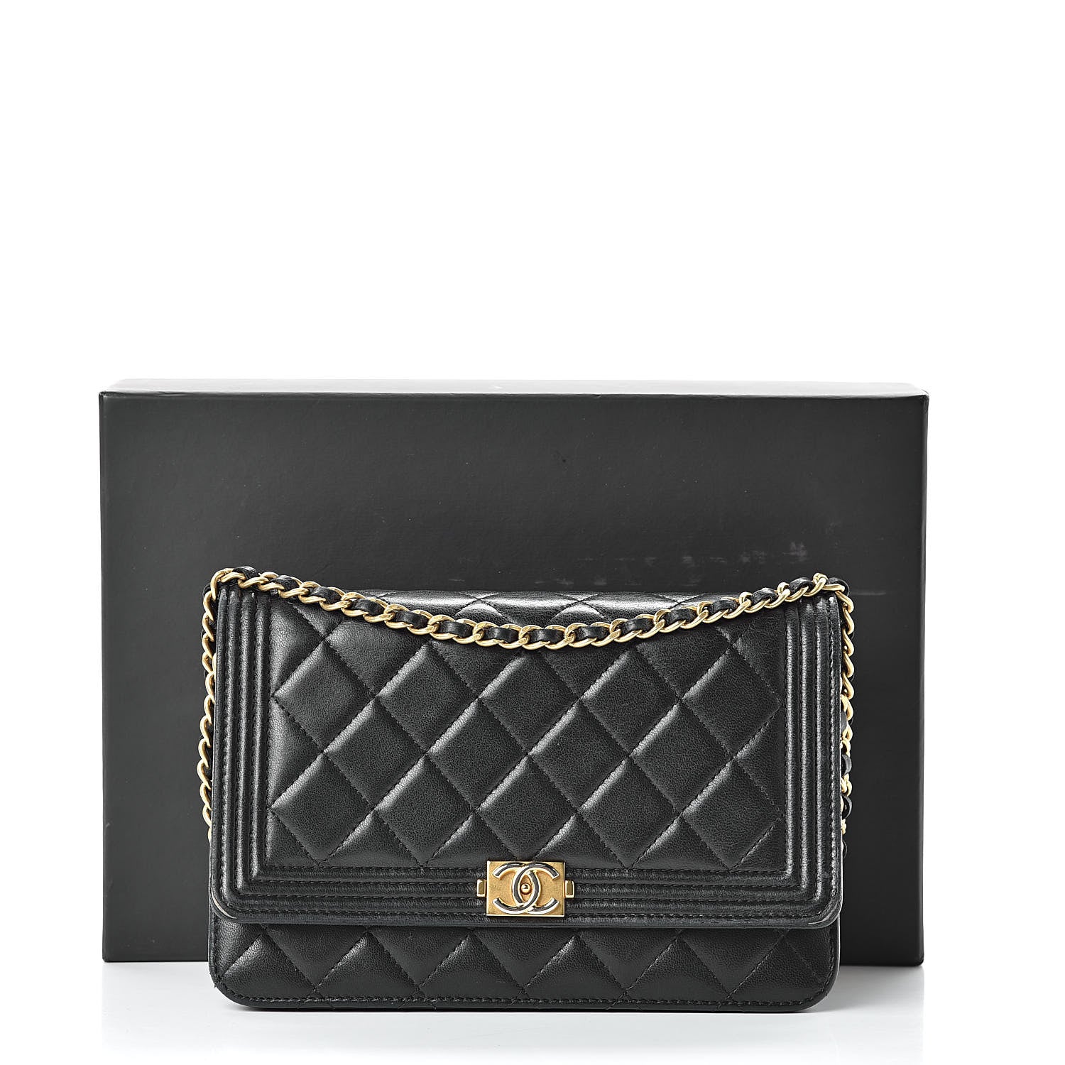 Chanel Lambskin Quilted Boy Wallet On Chain WOC Black 20 of 20