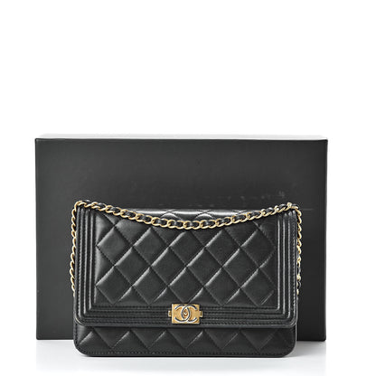 Chanel Lambskin Quilted Boy Wallet On Chain WOC Black 20 of 20