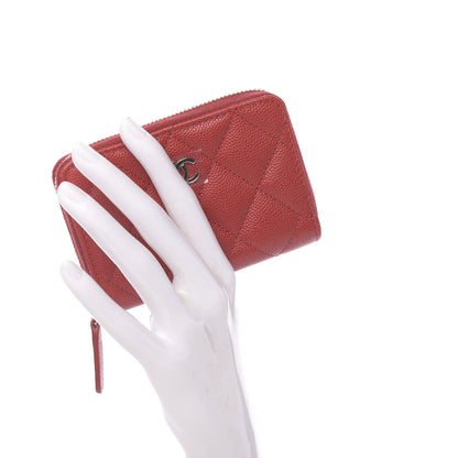 Chanel Caviar Quilted Zip Card Holder Red 2 of 8
