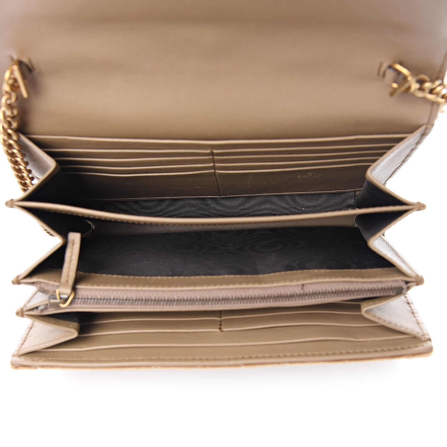 Gucci Velvet Matelasse GG Marmont Chain Wallet Taupe 5 of 12