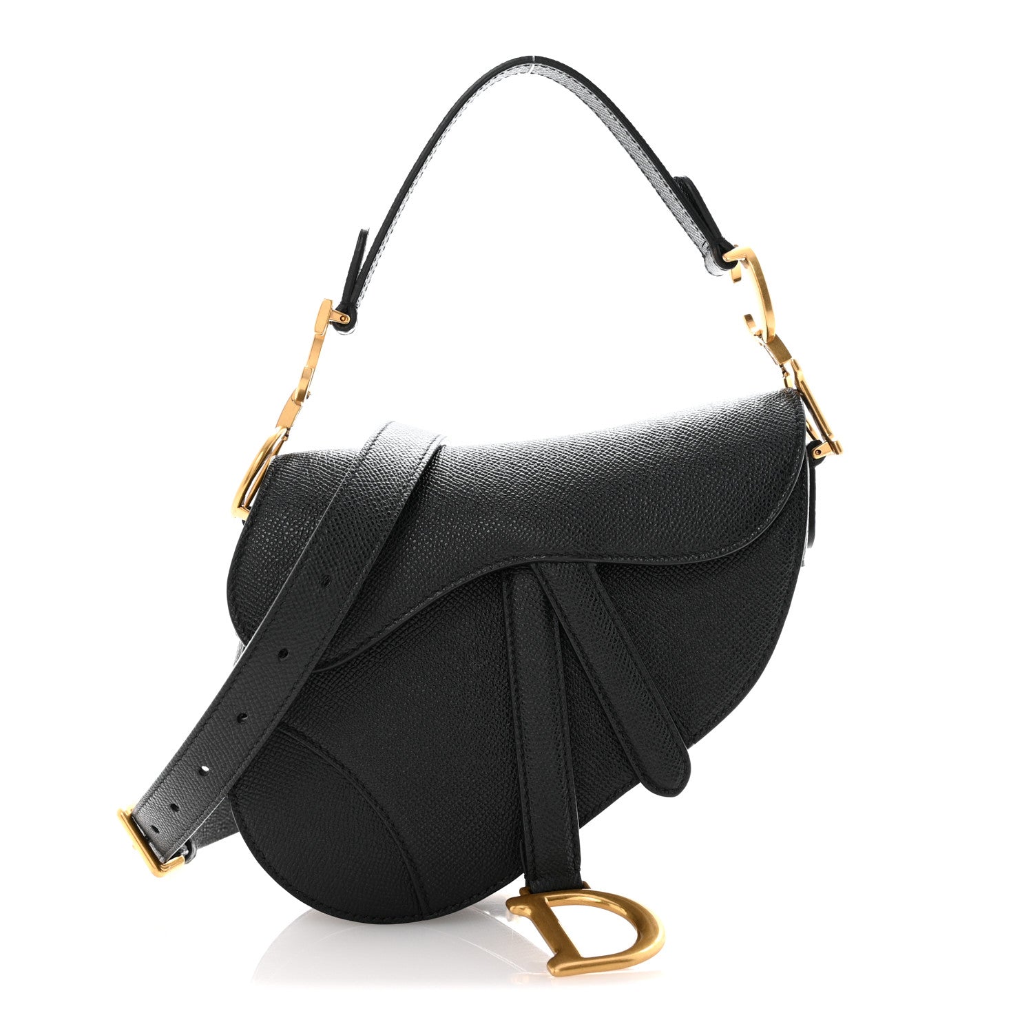 Christian Dior Grained Calfskin Mini Saddle Bag With Strap Black 1 of 13