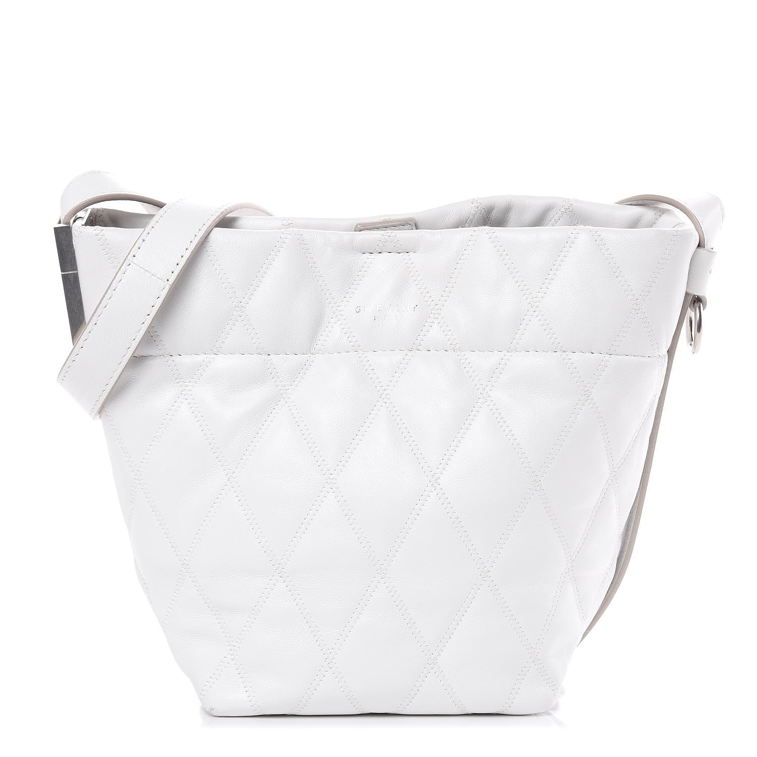 Givenchy Lambskin Quilted Mini GV Bucket Bag White 1 of 10