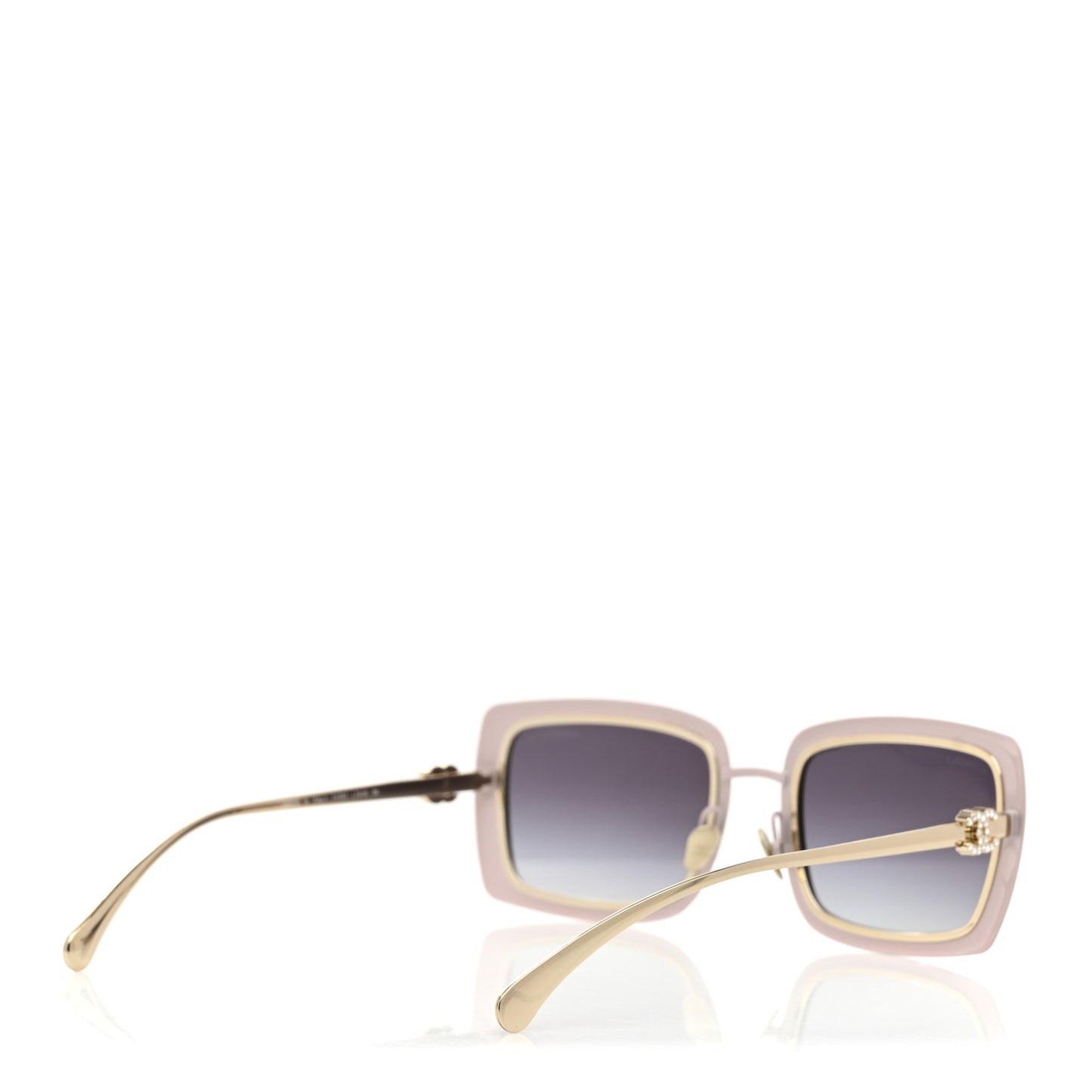 Metal Crystal CC Logo Rectangle Sunglasses A71707 Pale Pink
