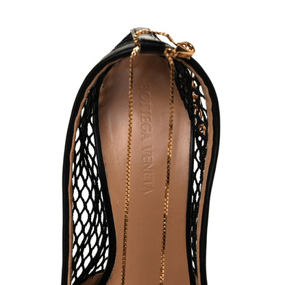 Bottega Veneta Mesh Calfskin Chain Stretch Pumps 37.5 Black 7 of 8