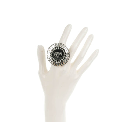 Chanel Enamel CC Baguette Crystal Ring 5 Black 2 of 5