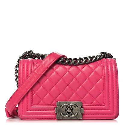 Chanel Lambskin Quilted Small Boy Flap Dark Pink 1 of 14