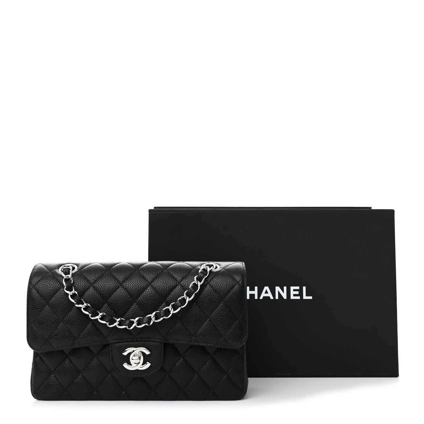 Caviar Quilted Small Double Flap Black