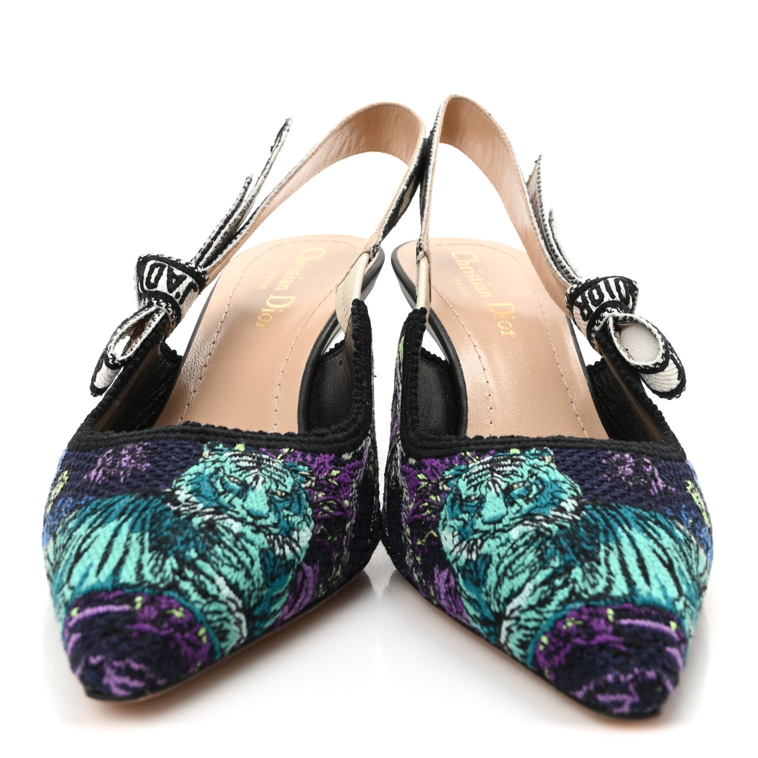 Christian Dior Canvas Embroidered Voyage Cotton Ribbon J'Adior Slingback 65mm Pumps 36 Multicolor 3 of 8