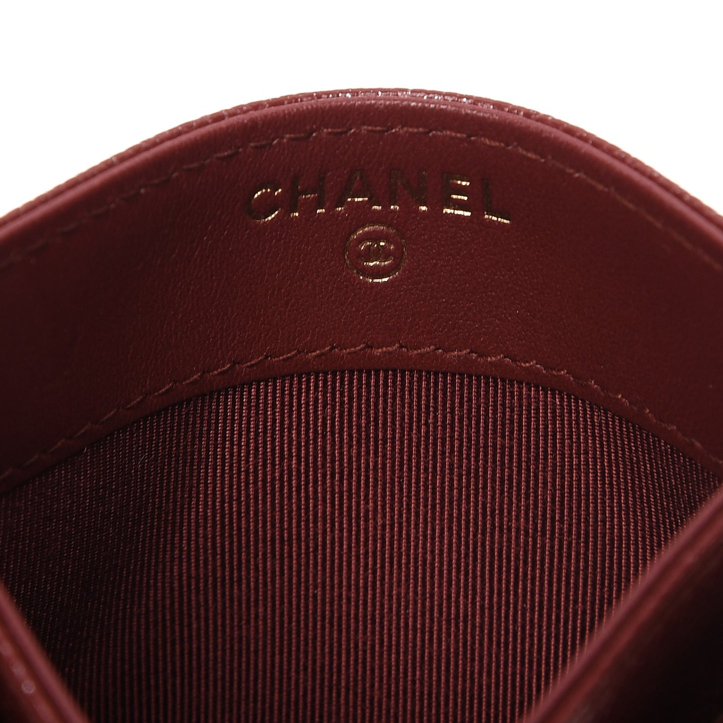 Caviar Quilted Card Holder Burgundy