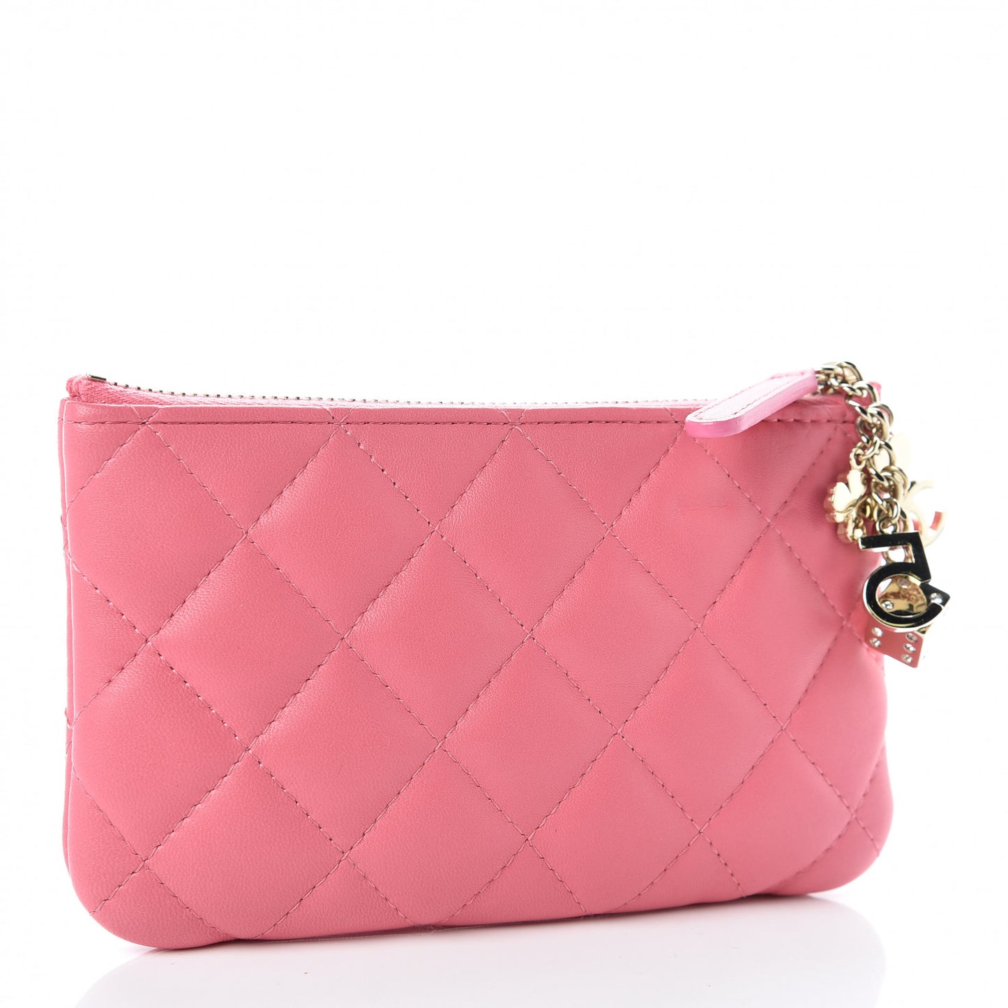 Lambskin Quilted Small Casino Cosmetic Case Pink