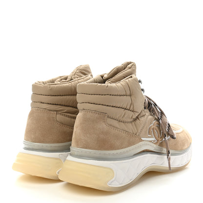 Chanel Fabric Suede Womens CC Sneakers 40 Beige 4 of 9