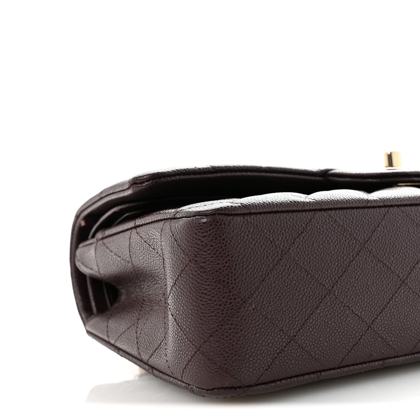 Caviar Quilted Medium Double Flap Dark Brown