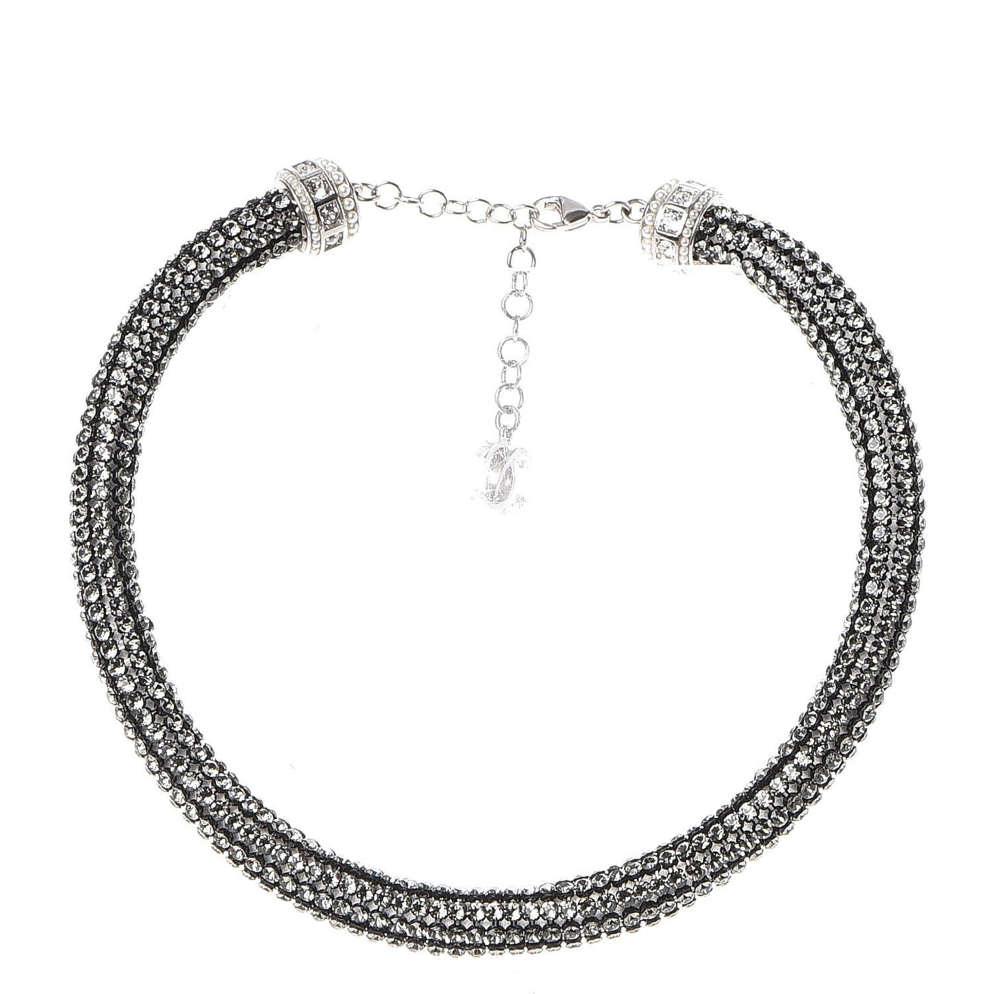 Crystal CC Logo Choker Necklace Dark Grey