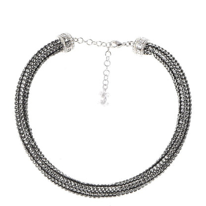 Chanel Crystal CC Logo Choker Necklace Dark Grey 1 of 5
