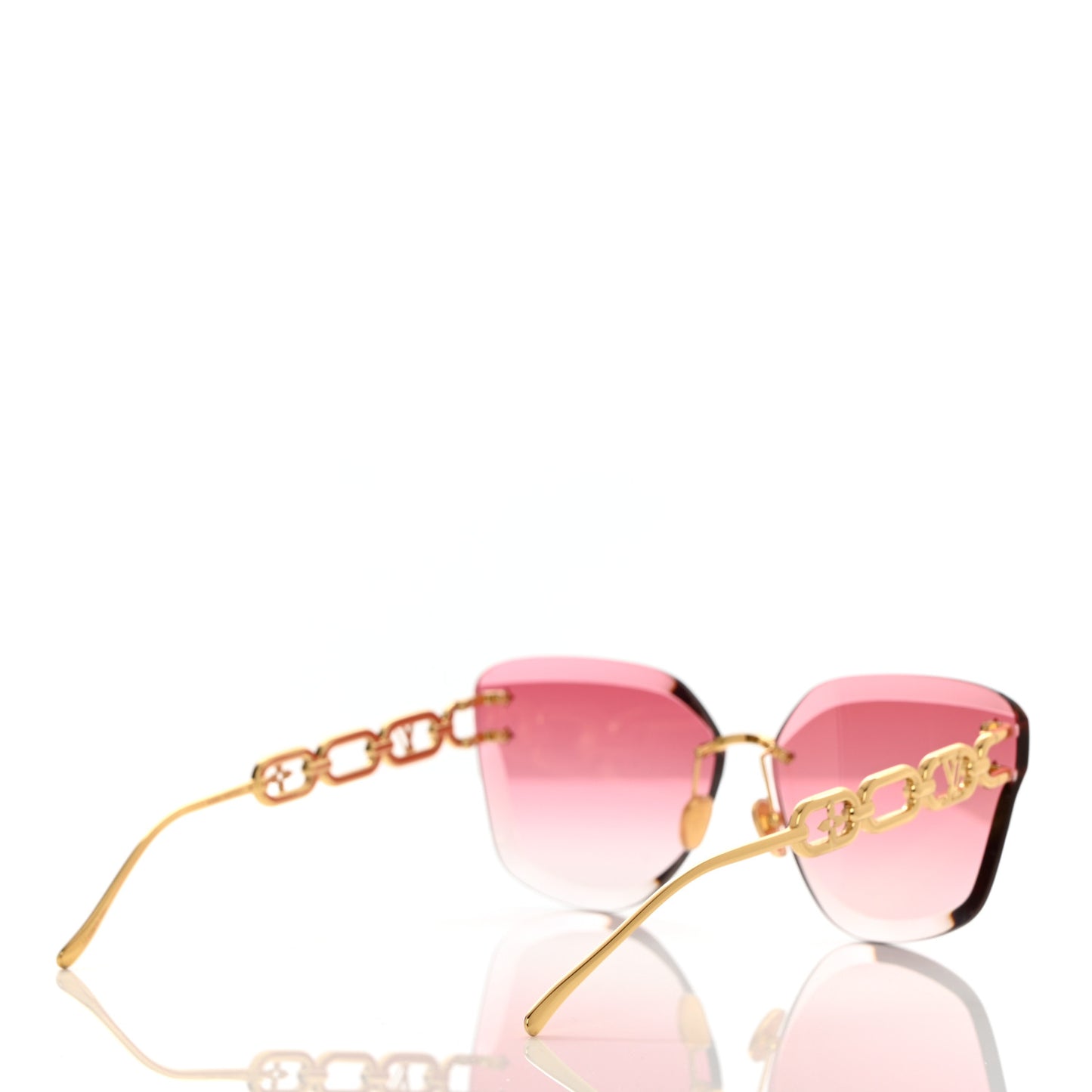 Metal Rimless LV Jewel Cat Eye Sunglasses Z1626U Pink Gold