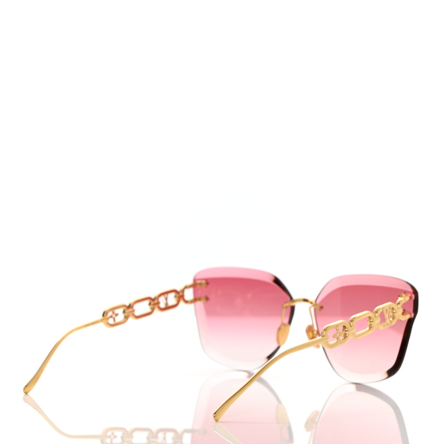 Louis Vuitton Metal Rimless LV Jewel Cat Eye Sunglasses Z1626U Pink Gold 4 of 8