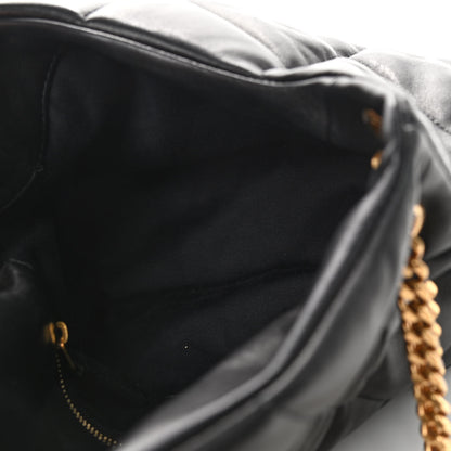 Saint Laurent Lambskin Quilted Small Loulou Puffer Monogram Chain Satchel Black 5 of 9