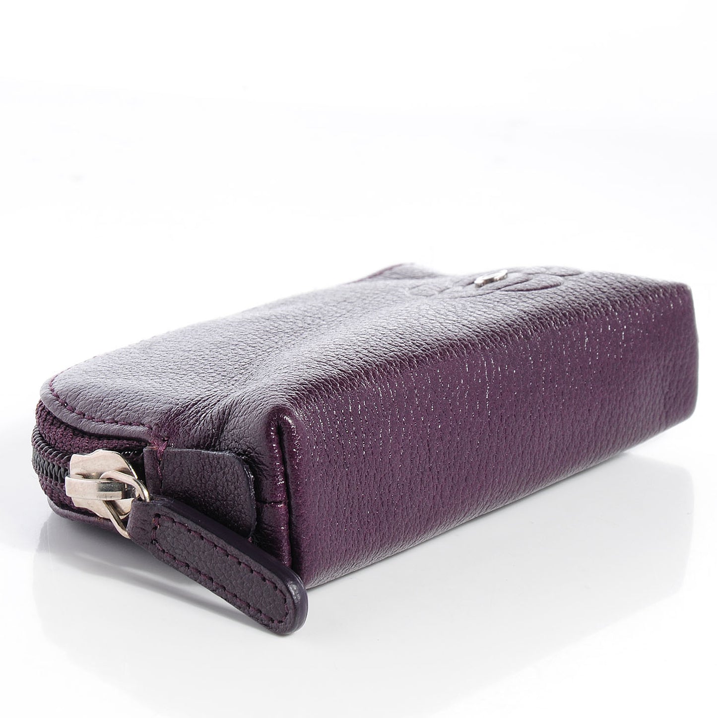 Leather CC Camellia Coin Purse Purple