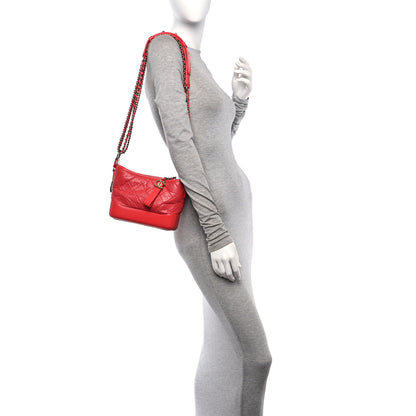 Chanel Aged Calfskin Quilted Small Gabrielle Hobo Red 2 of 10