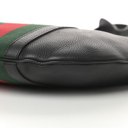 Gucci Pebbled Calfskin Vintage Web Medium Half Moon Hobo Black 10 of 14