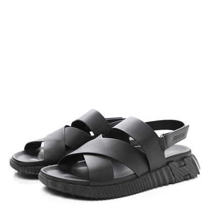 Hermes Calfskin Goatskin Mens Electric Sandals 44 Black 3 of 9