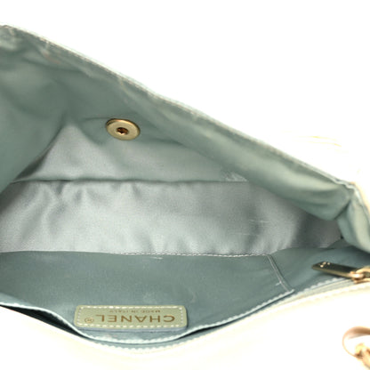 Chanel Metallic Woven Raffia Patchwork Single Flap Green 5 of 12