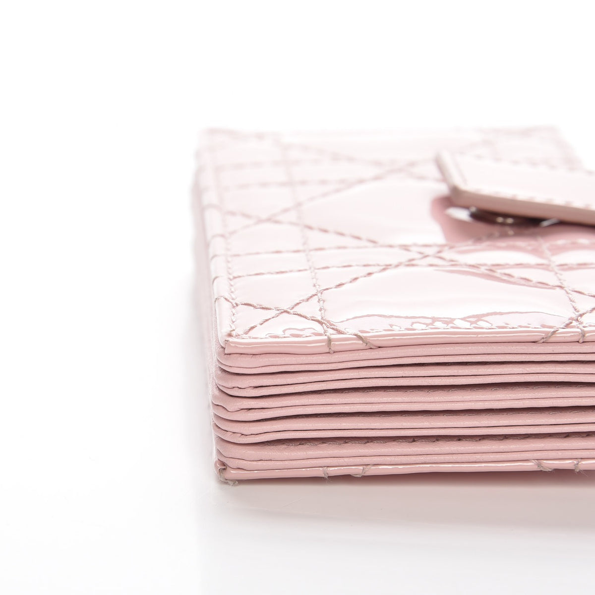 Patent Cannage Lady Dior 5-Gusset Card Holder Pink