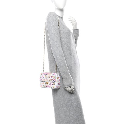 Sequin Logo Mini Rectangular Flap White Multicolor