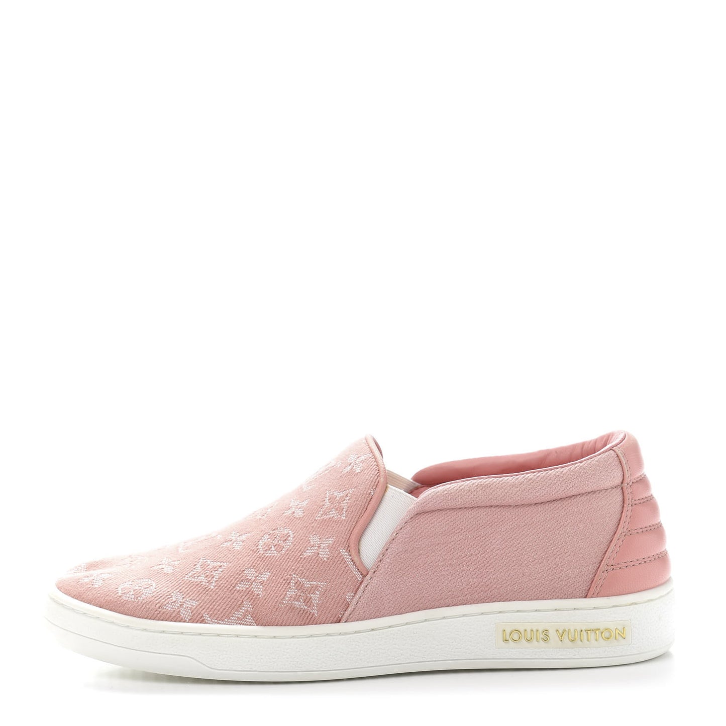 Monogram Denim Trocadero Slip On Sneakers 35 Pink