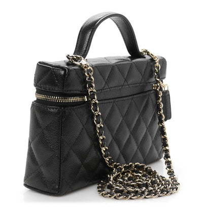 Chanel Caviar Quilted Top Handle Slim Vanity With Chain Black 3 of 10