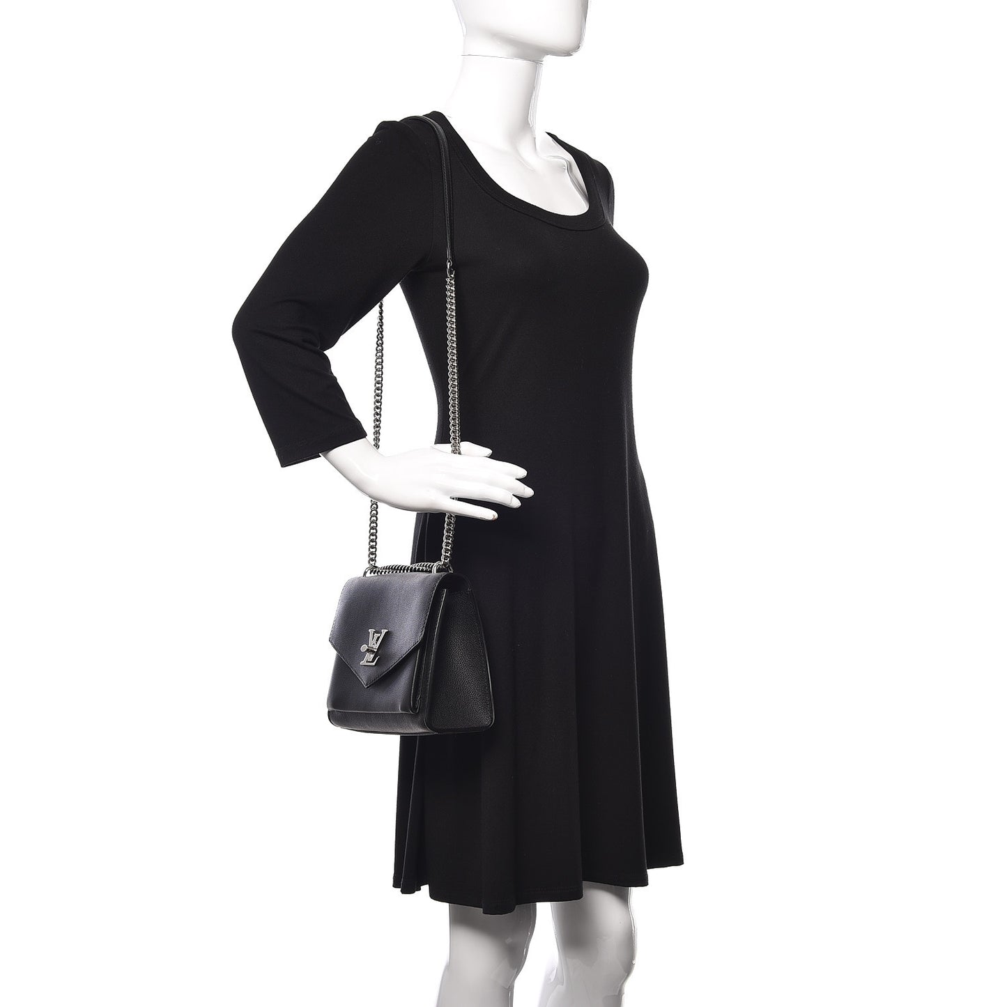 Soft Calfskin My Lockme Chain Bag BB Black