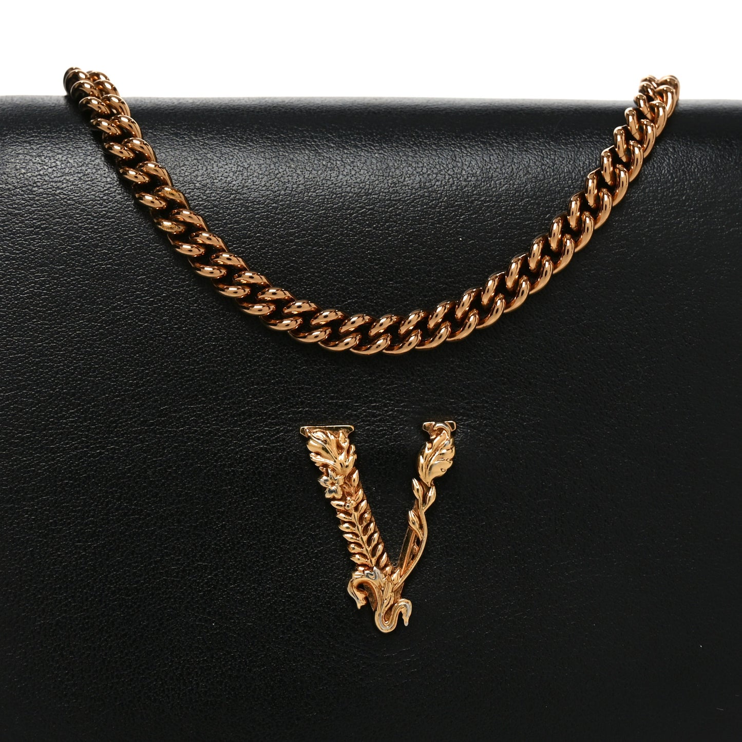 Vitello Mini Virtus Chain Clutch Black