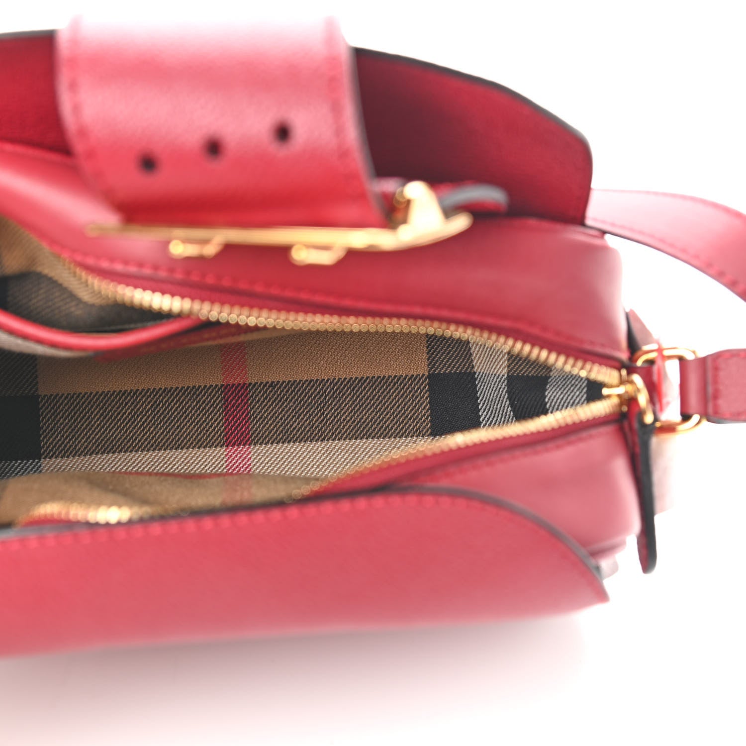 Burberry Soft Grain Calfskin Small Buckle Zip Bag Red 5 of 9