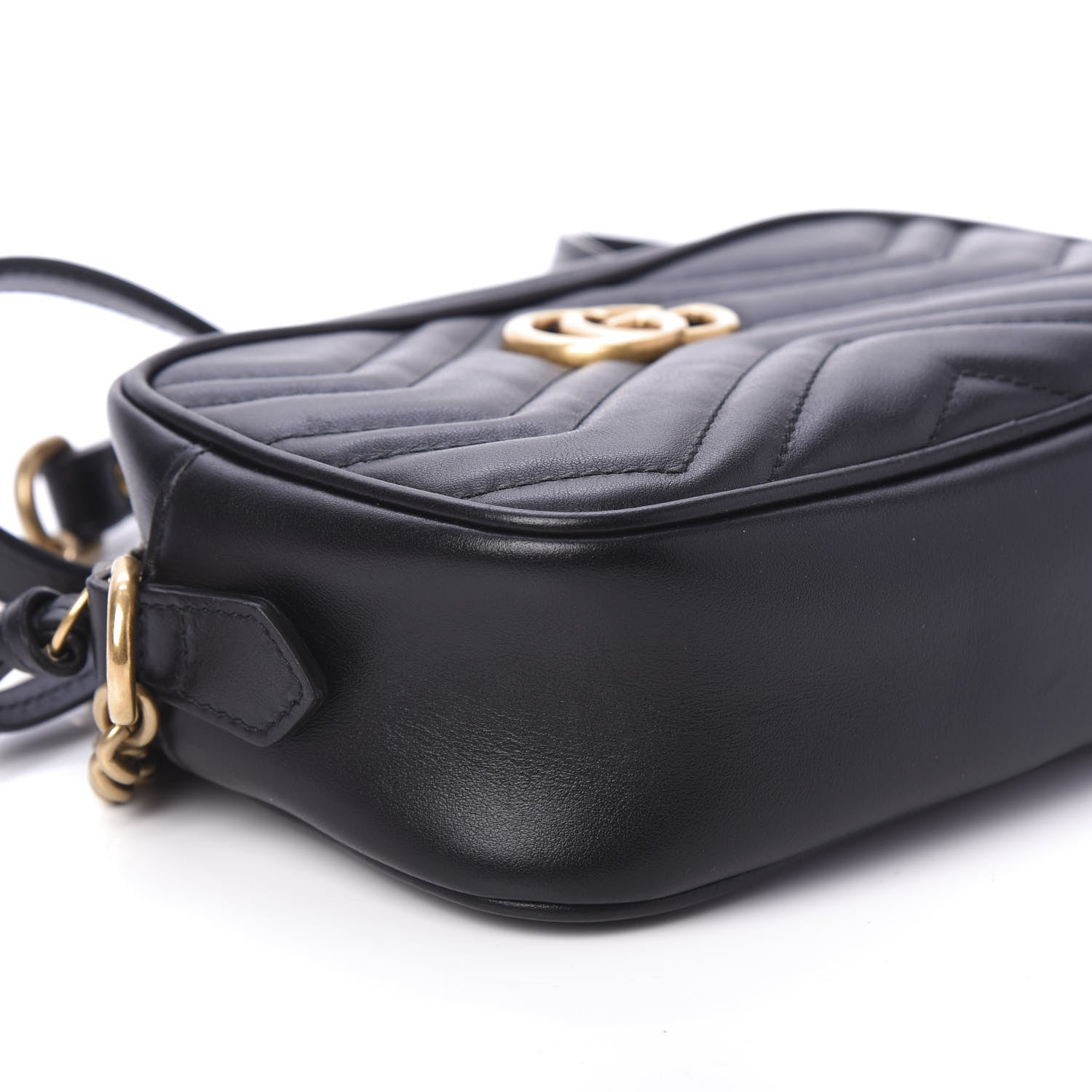 Gucci Calfskin Matelasse Mini GG Marmont Chain Shoulder Bag Black 6 of 10
