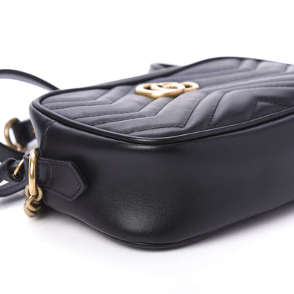 Gucci Calfskin Matelasse Mini GG Marmont Chain Shoulder Bag Black 6 of 10