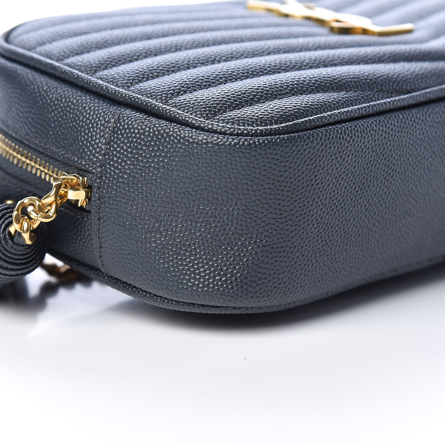 Saint Laurent Grain De Poudre Matelasse Monogram Mini Lou Camera Bag Dark Smog 9 of 11