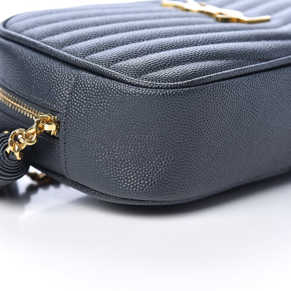 Saint Laurent Grain De Poudre Matelasse Monogram Mini Lou Camera Bag Dark Smog 9 of 11