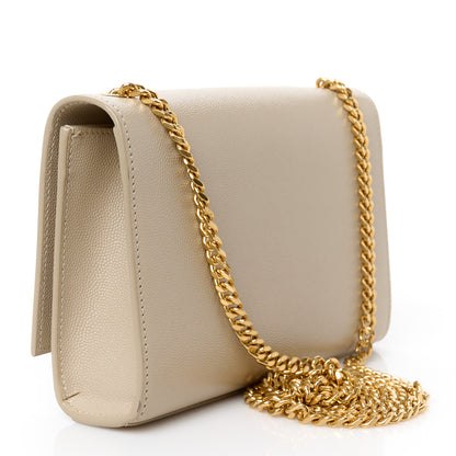 Saint Laurent Grain De Poudre Small Monogram Kate Satchel Sea Salt 3 of 12